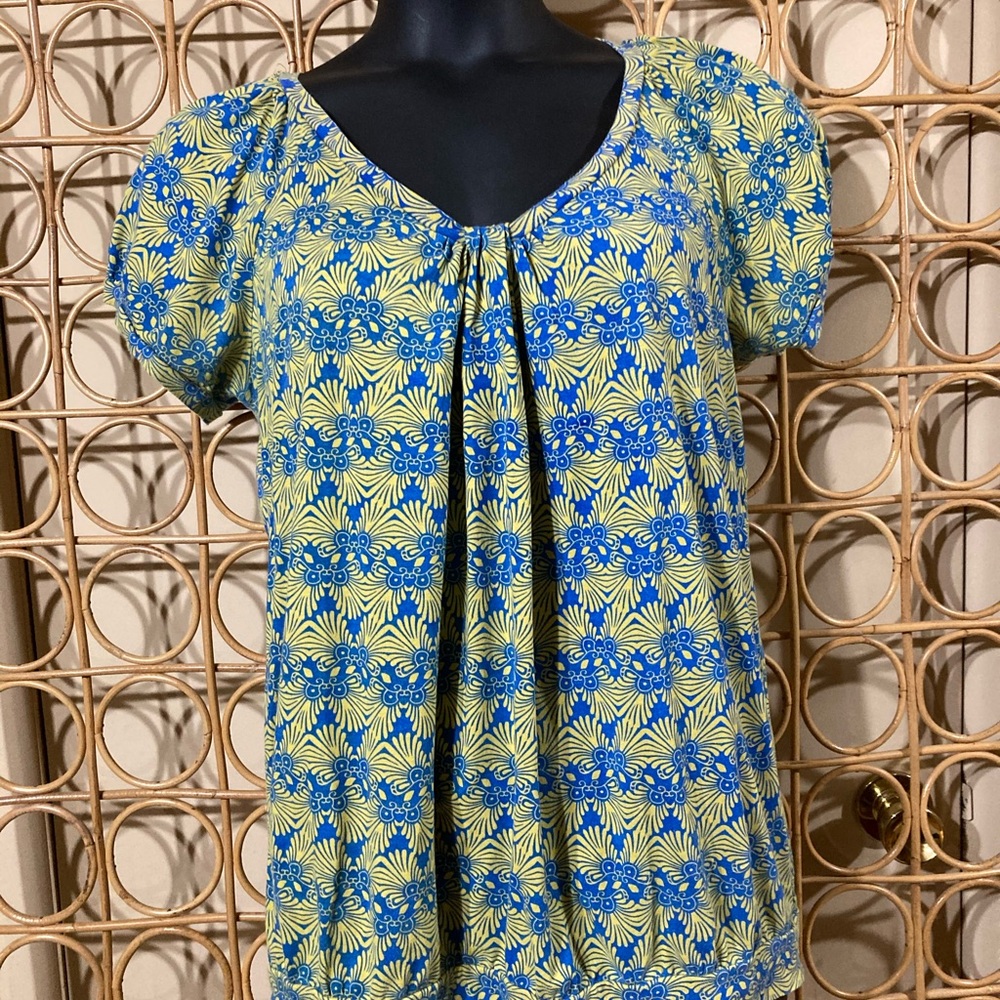 Halogen Fabulous citron and blue bubble top